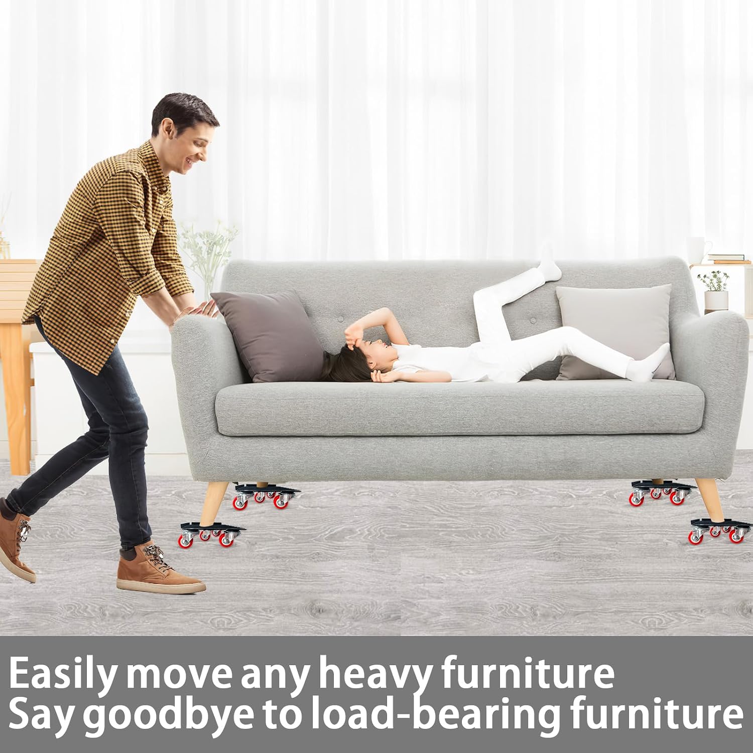 Furniture-Dolly-Furniture-Movers with-5-Wheels, Furniture Sliders Lifters Tool Set for Moving Heavy Duty, Furniture