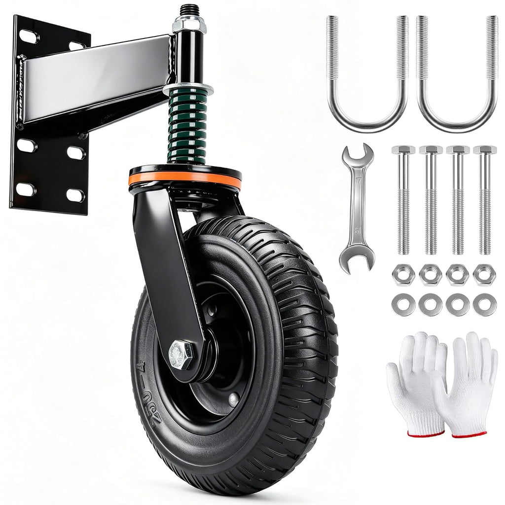 Gate Wheel - 8inch Heavy Duty Gate Wheels for Wooden Gate and Fence or Farm Metal Tube Swing Gate, Gate Caster with
