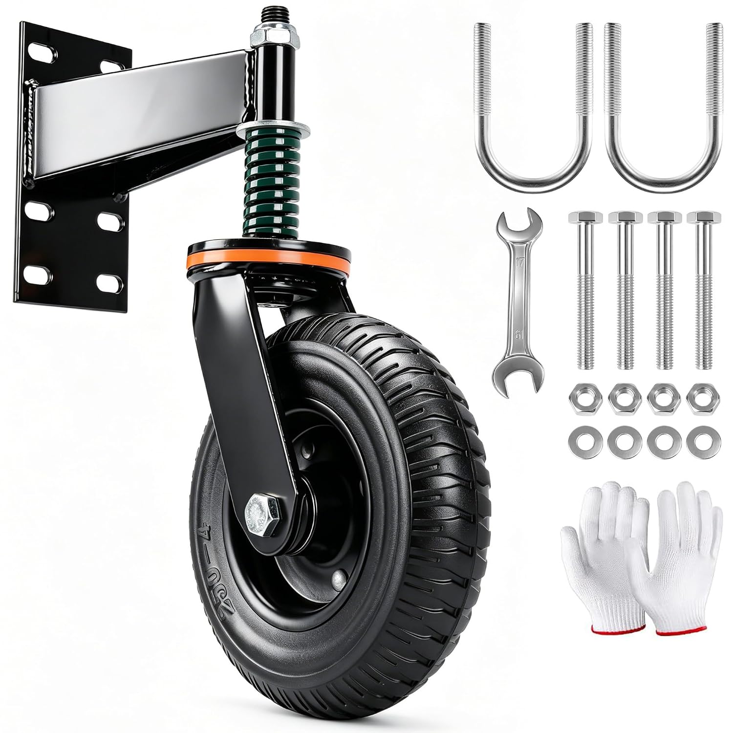 Gate Wheel - 8inch Heavy Duty Gate Wheels for Wooden Gate and Fence or Farm Metal Tube Swing Gate, Gate Caster with