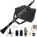 Bb Clarinet for Beginners, Student B Flat Clarinet with Ebonite Body & Nickel-Plated 17 Keys, Woodwind Instrument