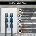 FGB 6-Port Keystone Wall Plate, for Keystone Jacks, 20-Pack, White