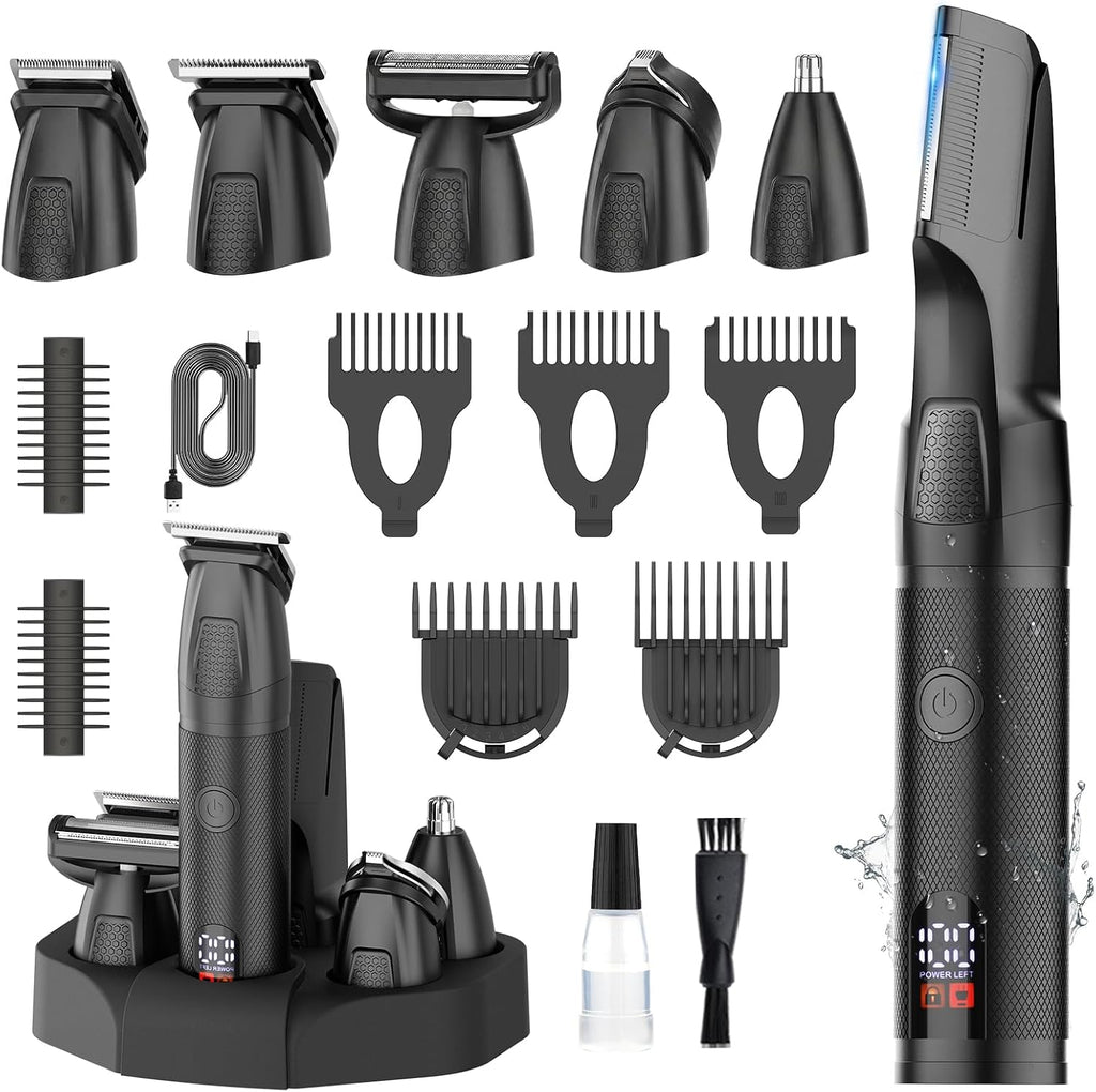 Manscape Men Body Beard Trimmer Waterproof Groin Ball Hair Groom Kit | 6-in-1 multi-set, no-nick shave trim, nose