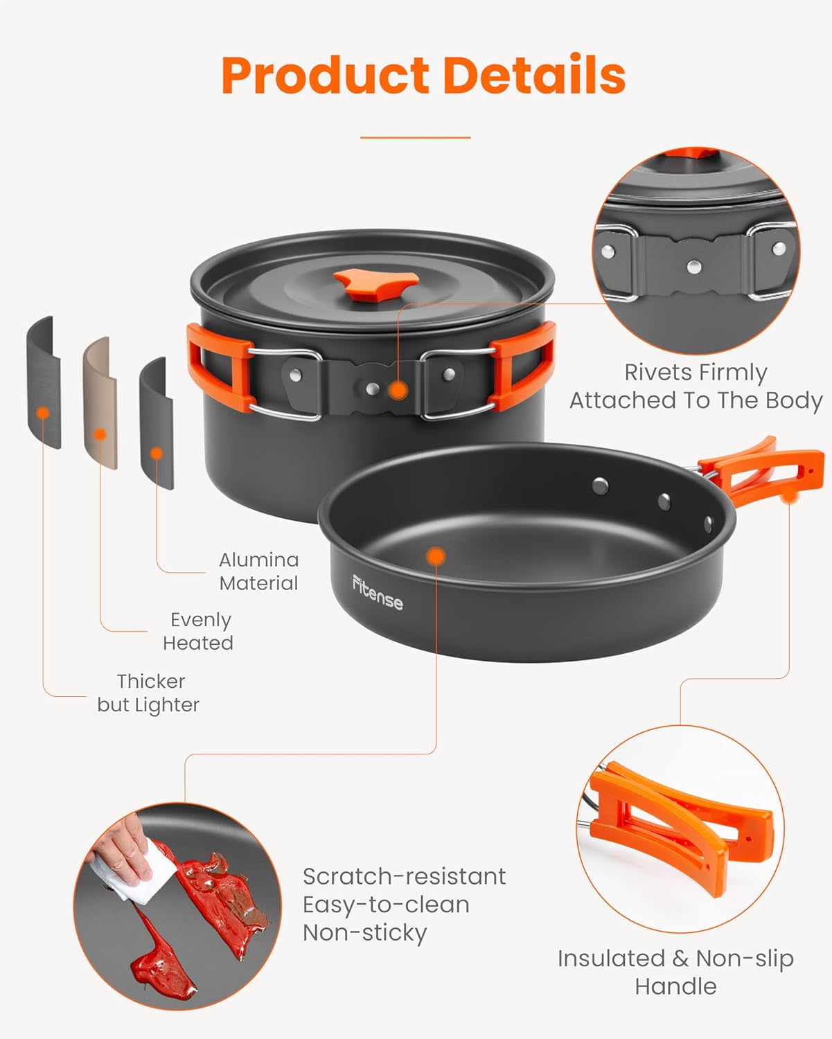 21Pcs Camping Cookware Mess Kit for 2, Lightweight Camping Kitchen Pots and Pans Set, Portable Cooking Essentials for