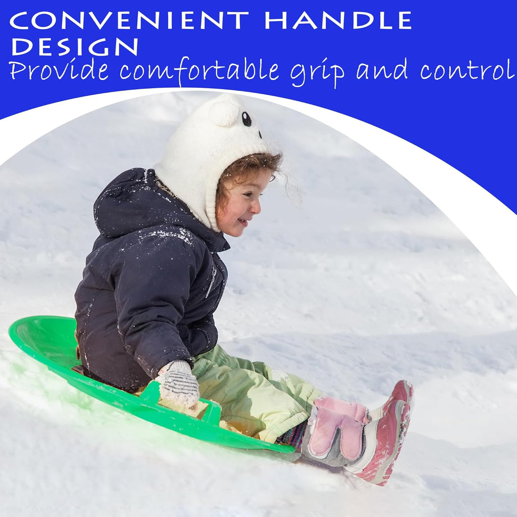 Heavy-Duty Cold Resistant Downhill Pro Adults and Kids Plastic Outdoor Winter Saucer Disc Snow Sled with Handles