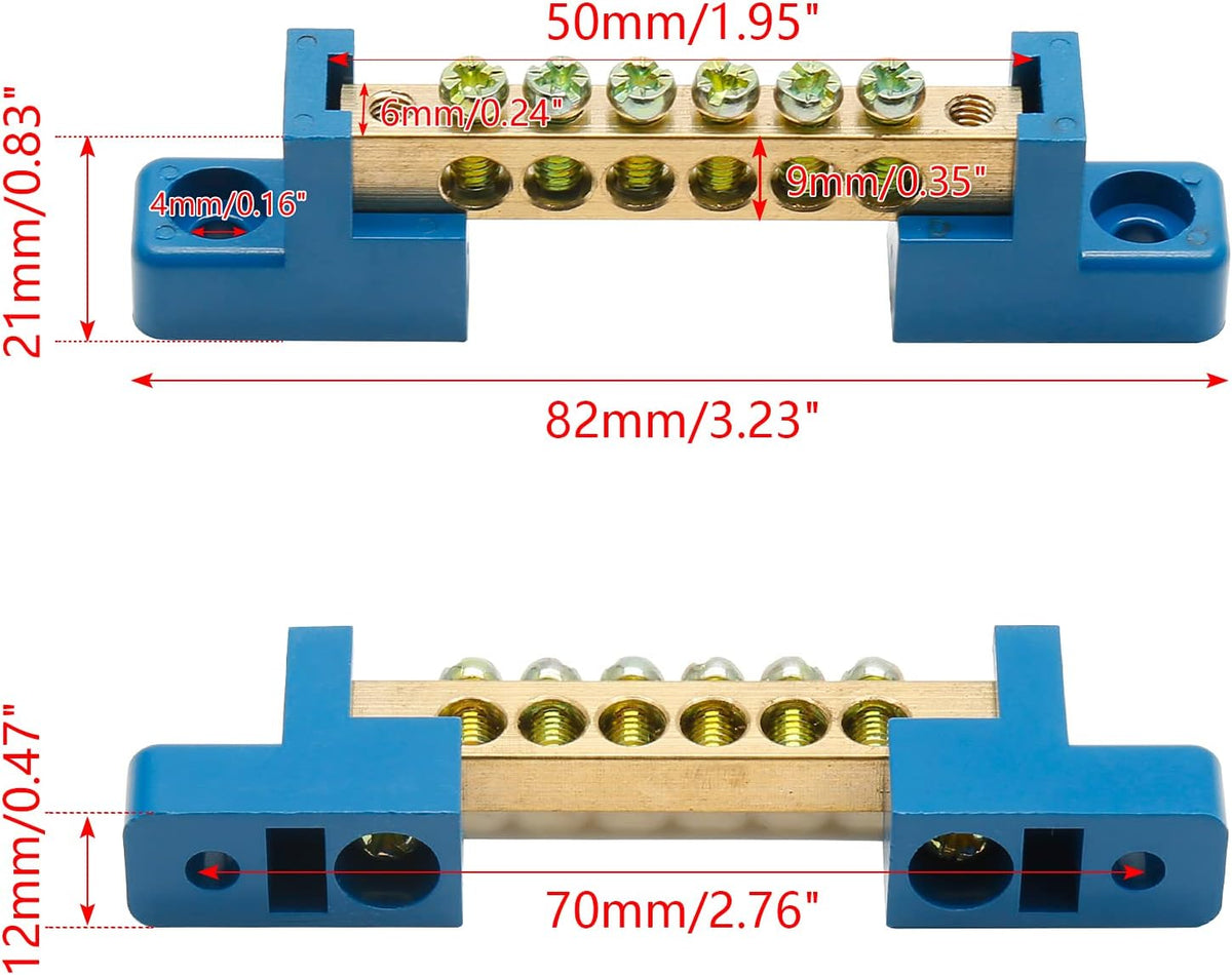 Bonsicoky Ground Bus Bar Terminal Block, 2Pcs
