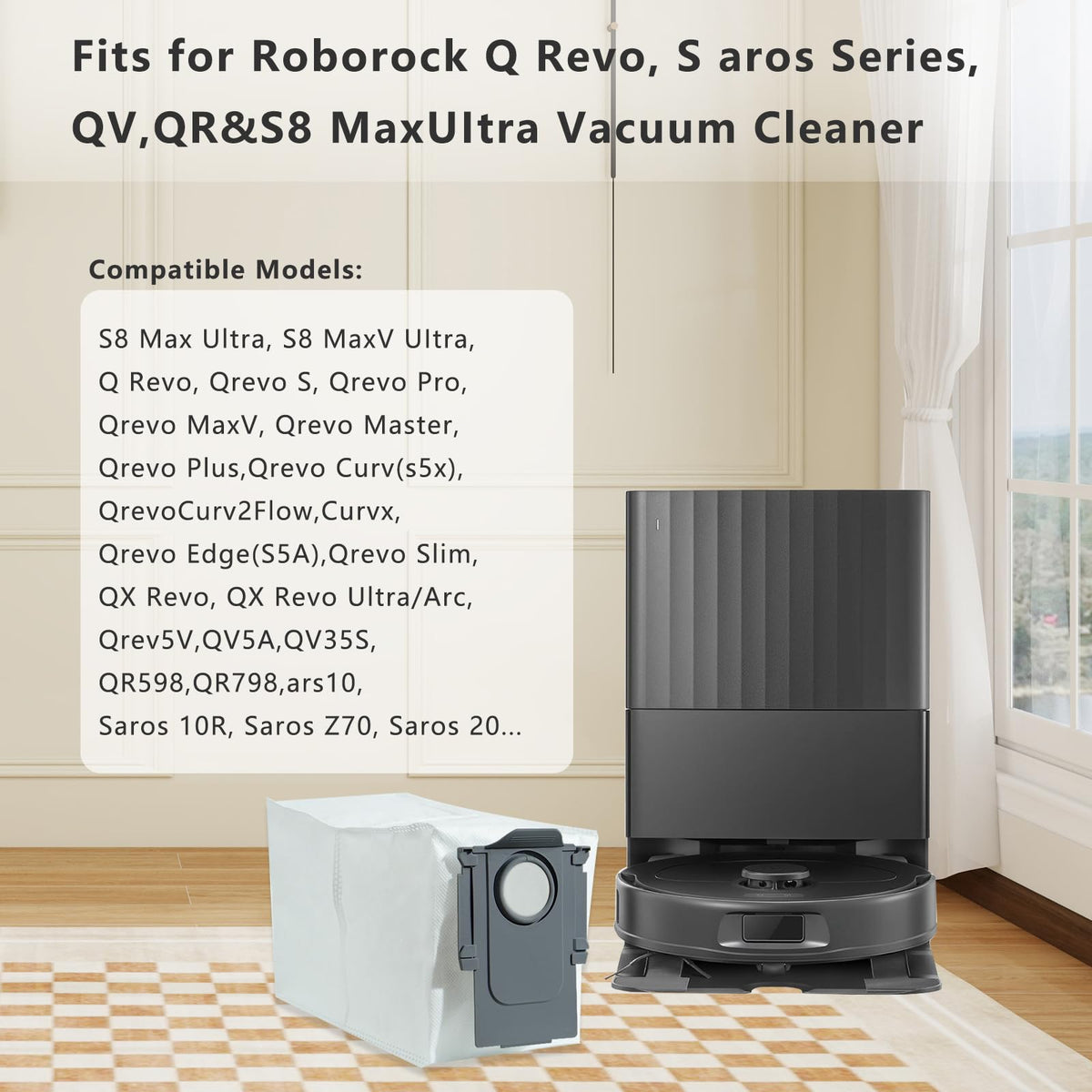 Jollyhilan 10 Pack Dust Bags Compatible with Roborock Qrevo QV 35A