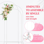 Wedding Arch Backdrop Stand 7.2FT,6.6FT,6FT White Metal Arch Stand