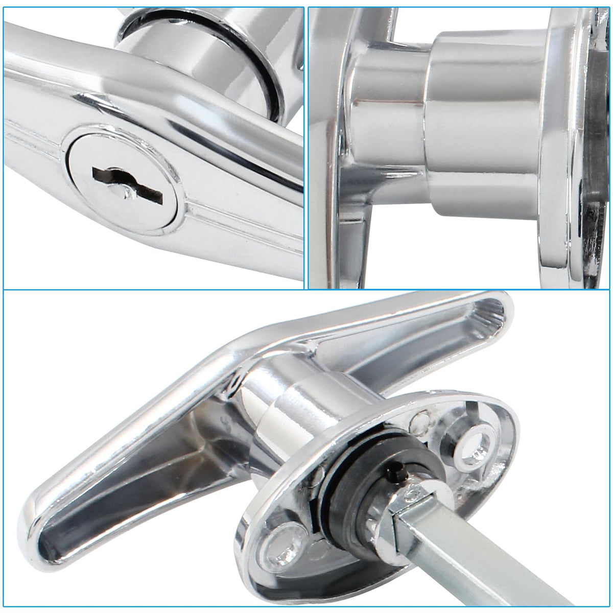 Garage Door T-Handle Lock, Silver
