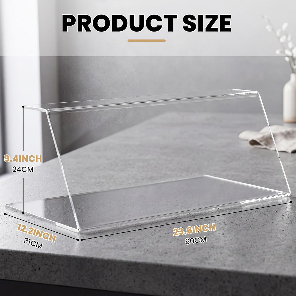 Sneeze Guard for Counter Acrylic with Anti-slip Pads for Catering, Buffets, Restaurants, 23.62 x 12.2 x 9.45 Inches