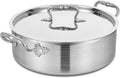 7 QT Stainless Steel Braiser Rondeau Pot with Lid, Riveted Handle