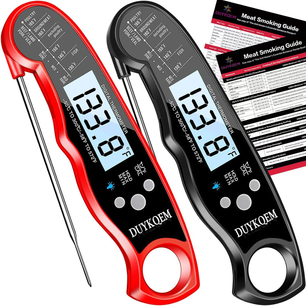 Instant Read Digital Meat Thermometer (2 Pack) Waterproof Kitchen Cooking Food Thermometer with Probe Backlight &