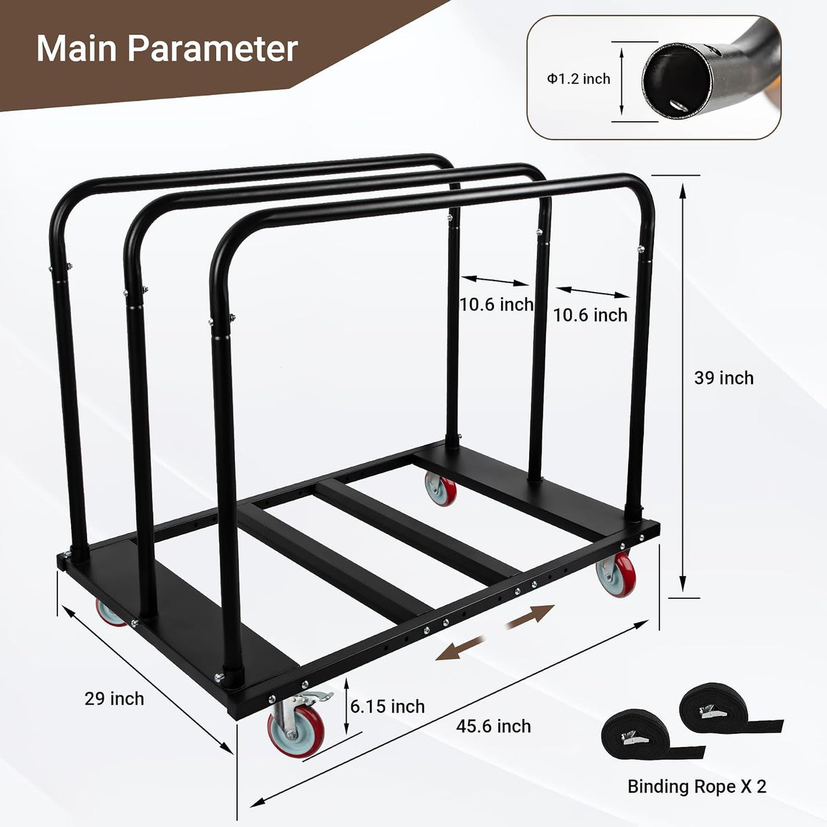Folding Table Cart, 1800 Heavy Duty Drywall Dolly Cart