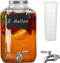 2 Gallon Glass Drink Dispenser with Stainless Steel Spigot,1 Pack Glass Beverage Dispenser Water Lemonade Dispensers