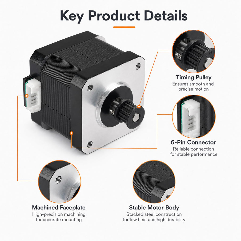 X-Axis Stepper Motor for Anycubic Kobra3: 42 NEMA 17 Motor 10 Tooth Pulley DC 2.5V 1.5A High Torque Fix Layer Shift 3D Printer Replacement Parts