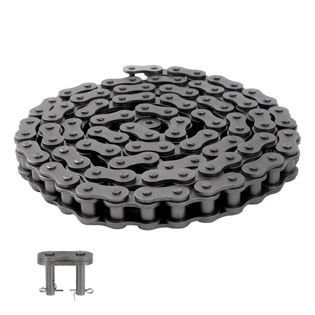 100H Heavy Duty Roller Chain 10 Feet with Connectors Carbon Steel Chain