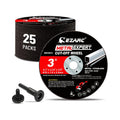 EZARC 25 Pack 3" Cut Off Wheels with 1/4" Mandrel, 3/8" Arbor Metal Cutting
