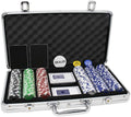 300 11.5 Gram Striped Poker Chip Set with 3 Dealer Buttons, 2 Decks of Cards, Case