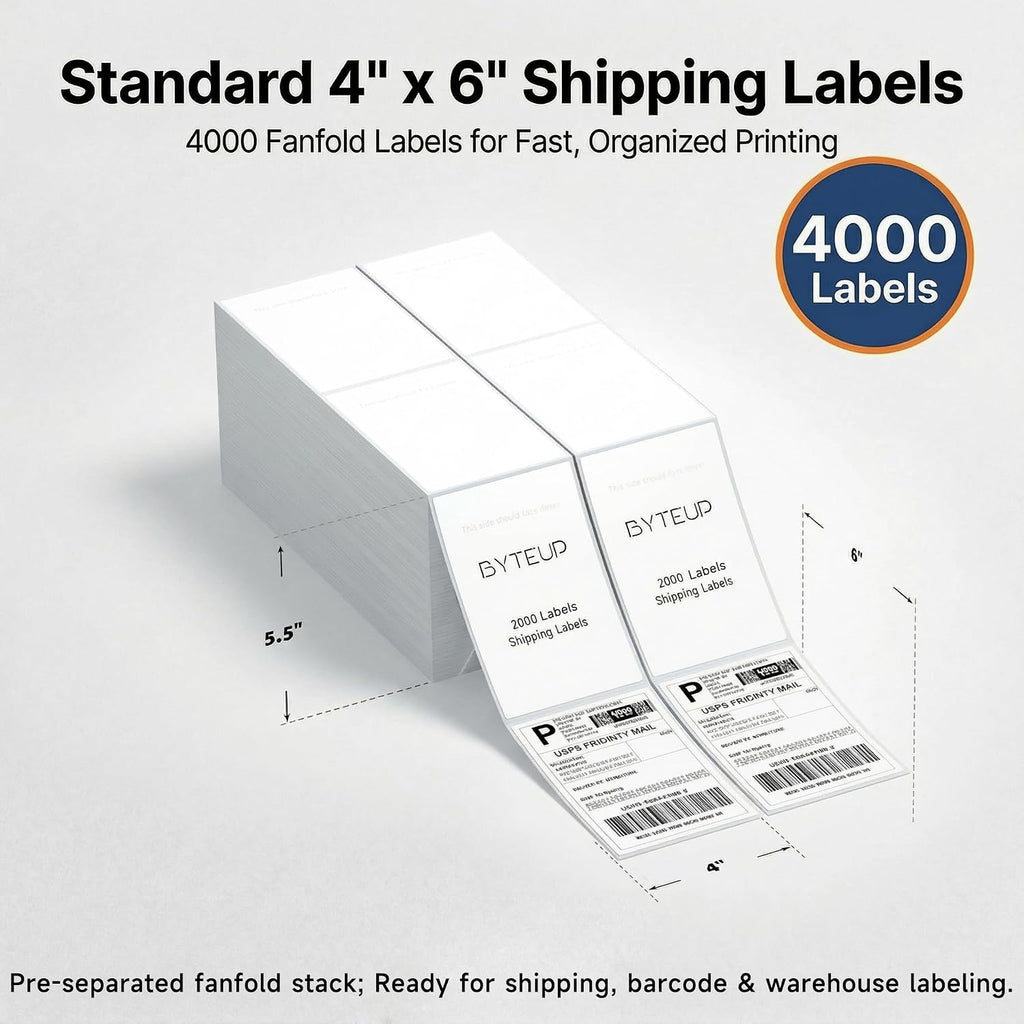 4x6 Thermal Shipping Labels 4000 Fanfold for FedEx UPS USPS