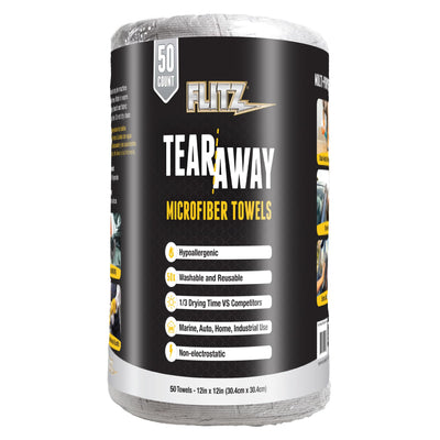 Tear Away Microfiber Towel Roll - Cleaning Cloth (12"x12", 50 Sheets)