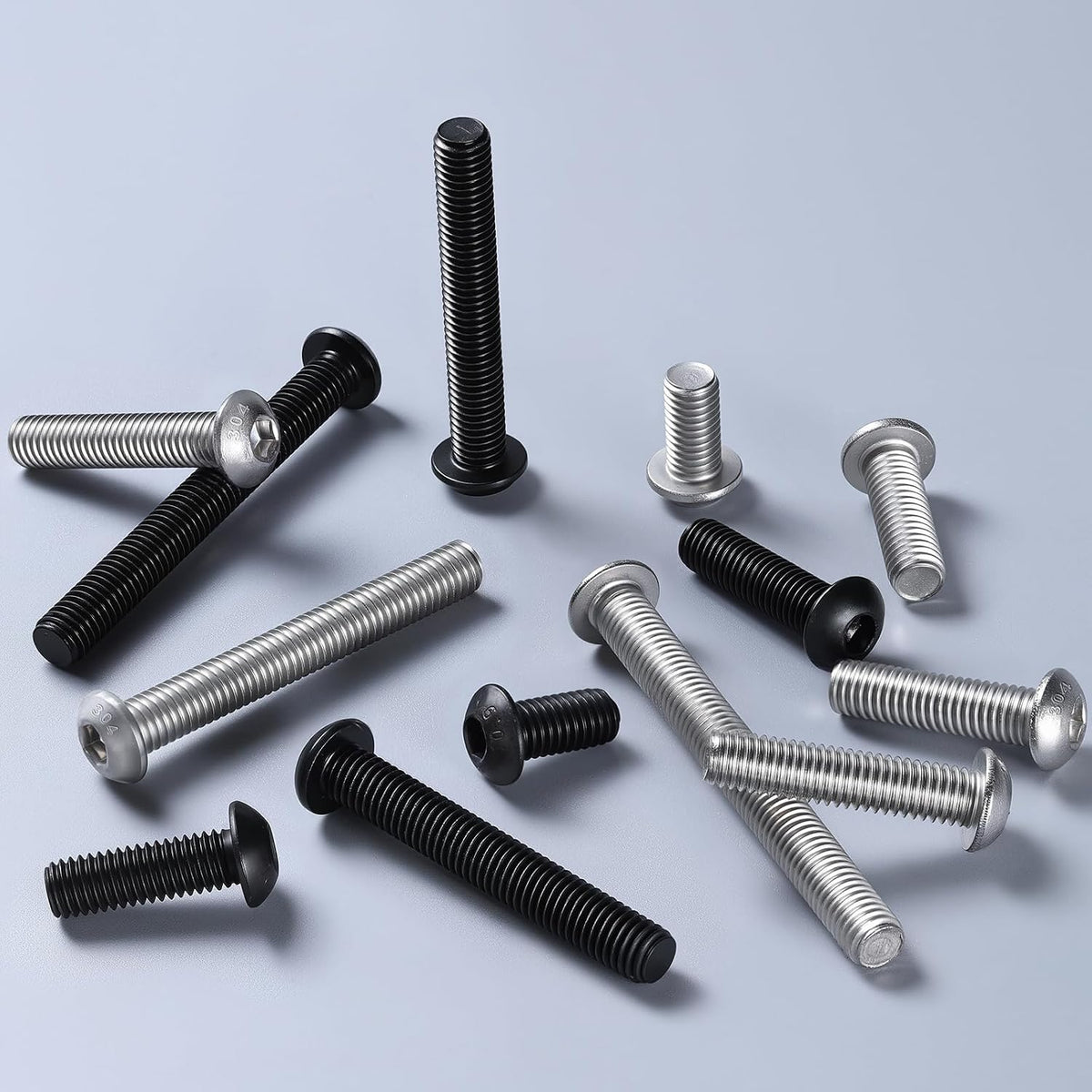 M6 x 12mm 100PCS Button Head Hex Socket Cap Screws Bolts, 304 Stainless Steel 18-8, Allen Hex Drive, Full Thread, Bright Finish, with Hex Spanner