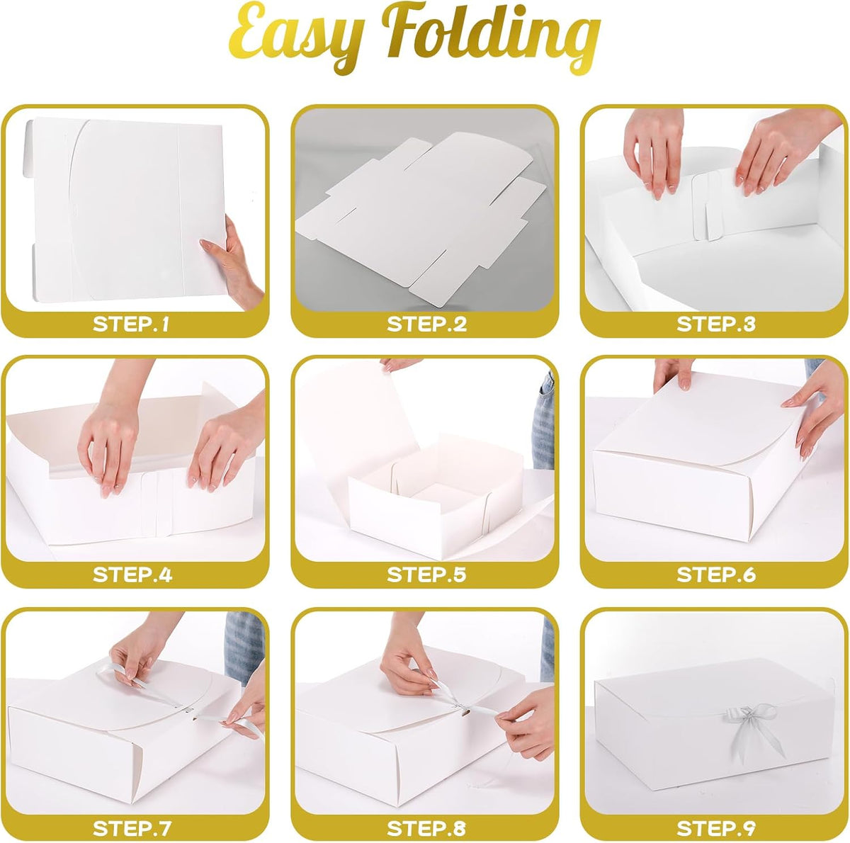 24 Pcs White Gift Boxes with Lids, Ribbons, Wedding Birthday Party