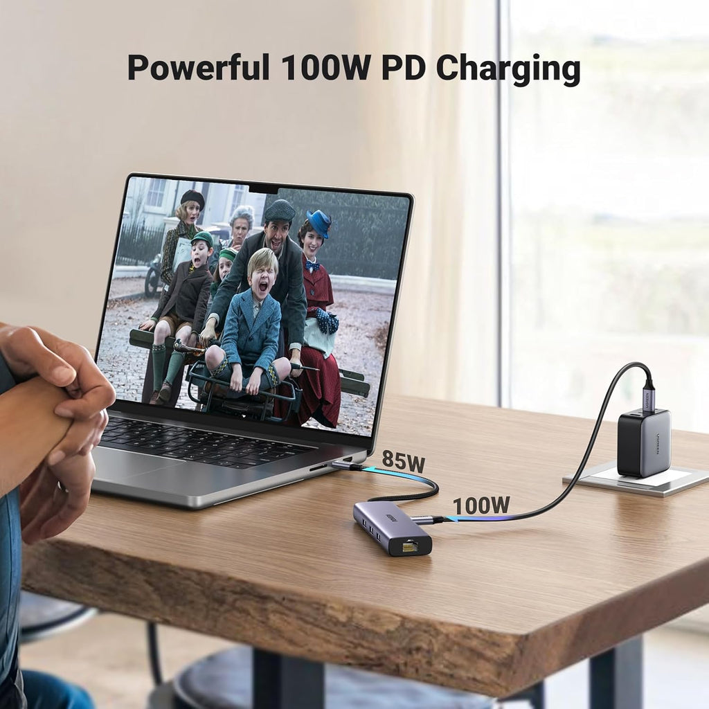 Revodok 6 in 1 USB C Hub Gigabit Ethernet Adapter with 4K HDMI, 100W PD Charging, USB A Data Ports Compatible with