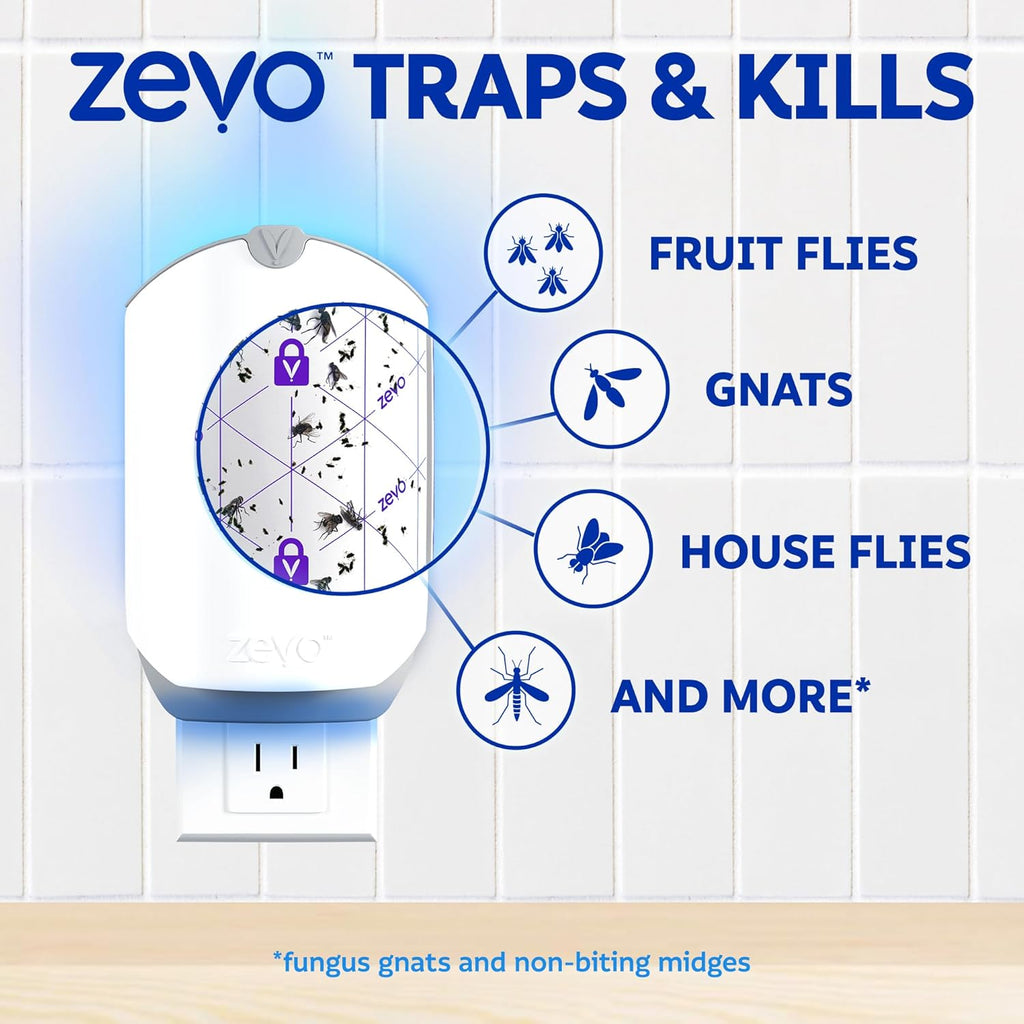 Flying Insect Trap for Fruit Flies & Gnats, 1 Plug-in Base & 3 Refills | Catches Fruit Flies & Gnats Near Fruit Bowls