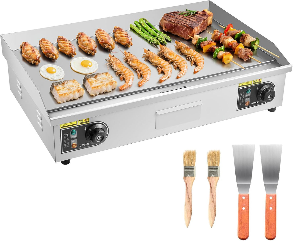 Commercial Electric Griddle, 30" No Plug, Countertop Flat Top Griddle