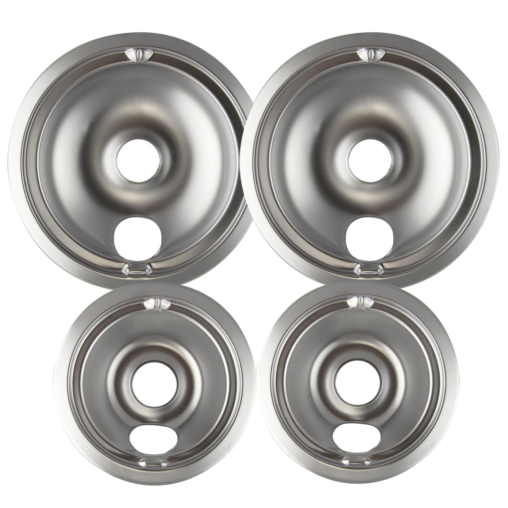 Range Kleen 11920-4X GE Drip Pans Containing 2 Units each 119A, 120A, Chrome