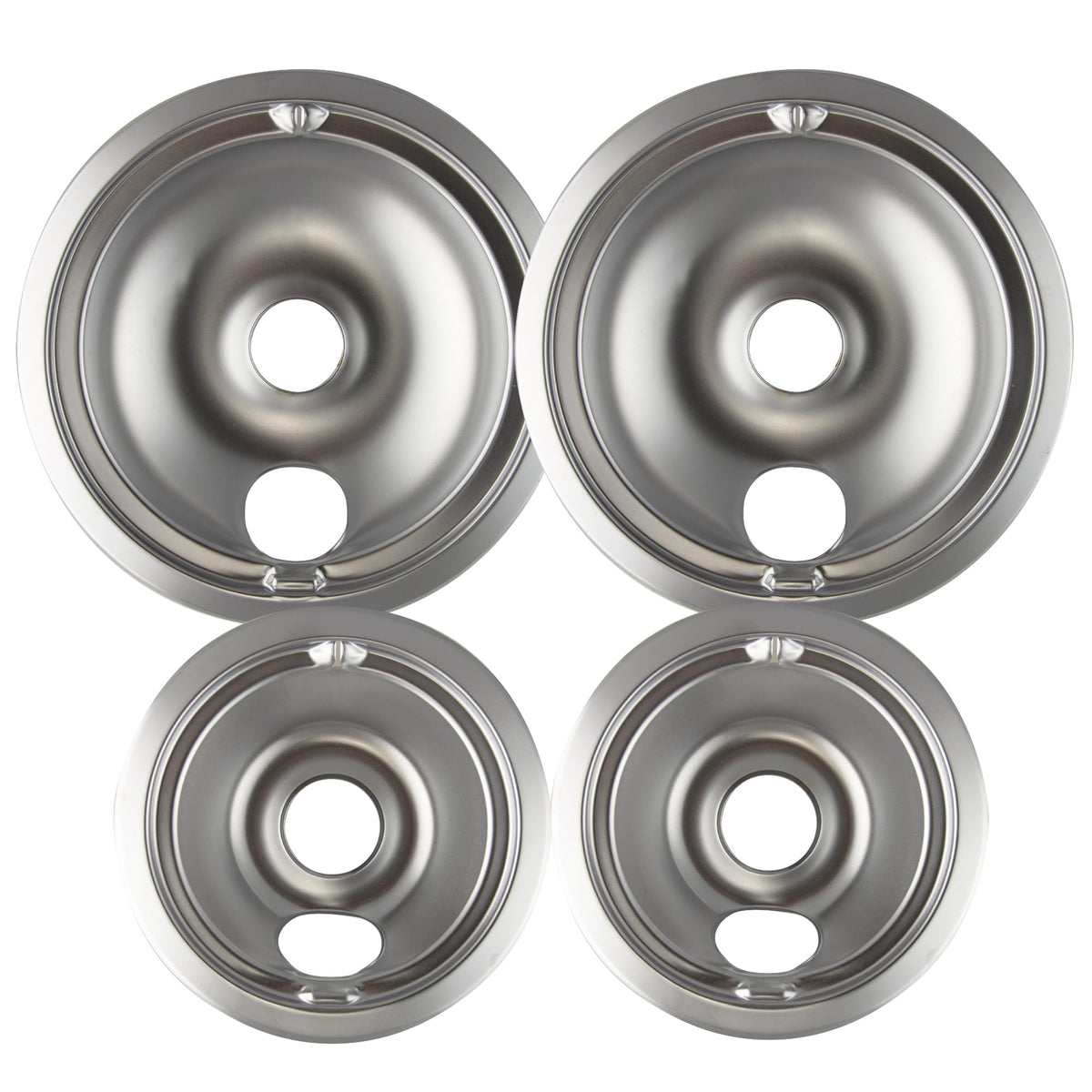 Range Kleen 11920-4X GE Drip Pans Containing 2 Units each 119A, 120A, Chrome