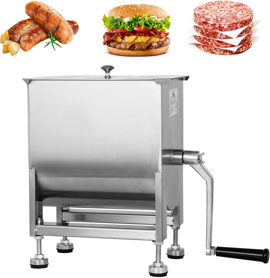 Hakka Manual Meat Mixer 15lb/7.5L, 10L Stainless Steel Updated Commerial Food Mixer for Meat and Seasonings, Sausage