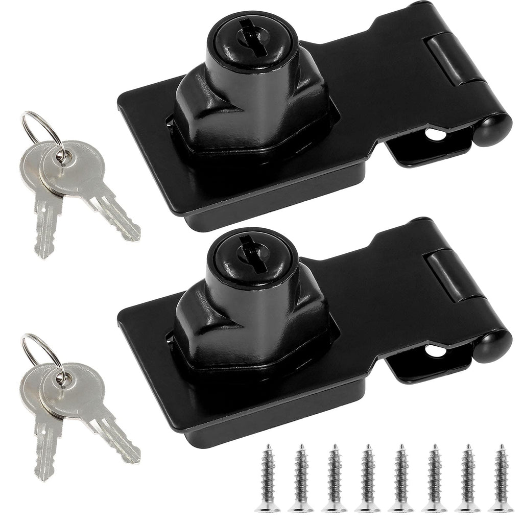 2 Pack 2.5 Inch Hasp Locks with Keys, Flat Black