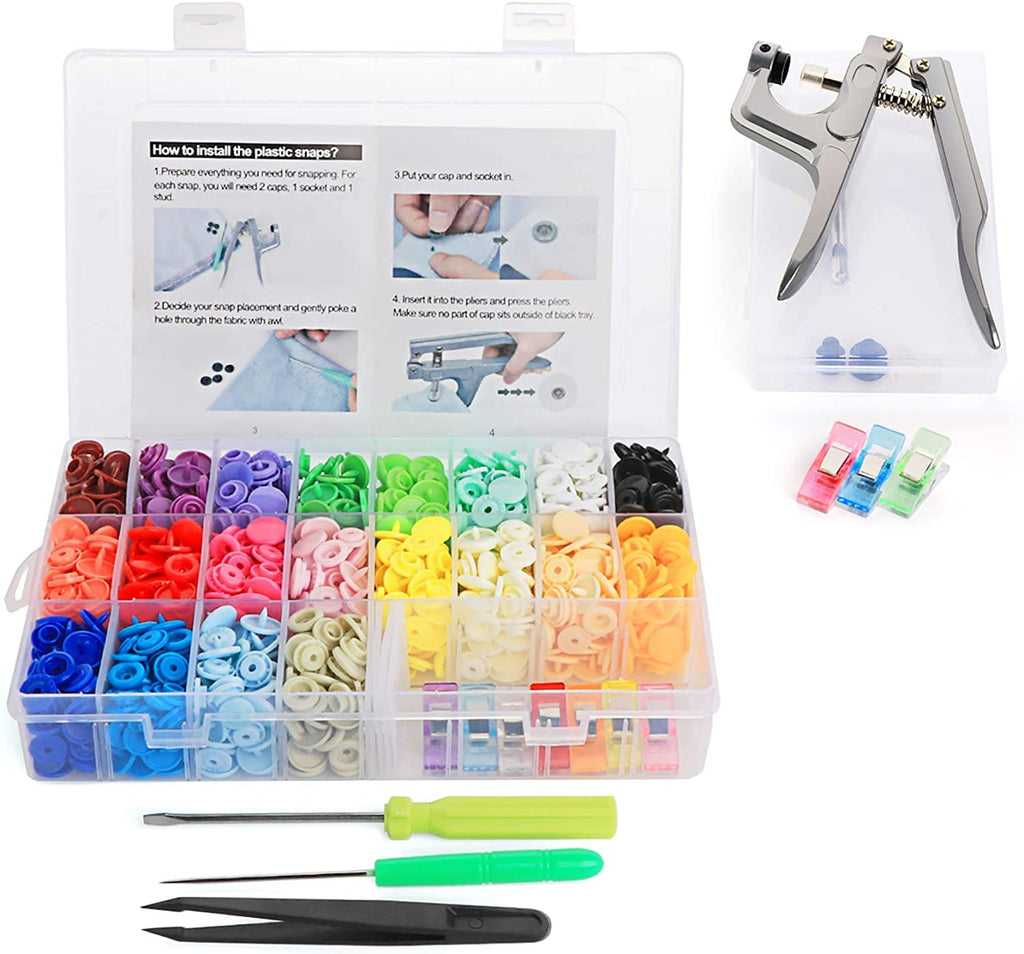 Snap Button with Snap Pliers Kit, 400 Sets T5 Snap Fastener