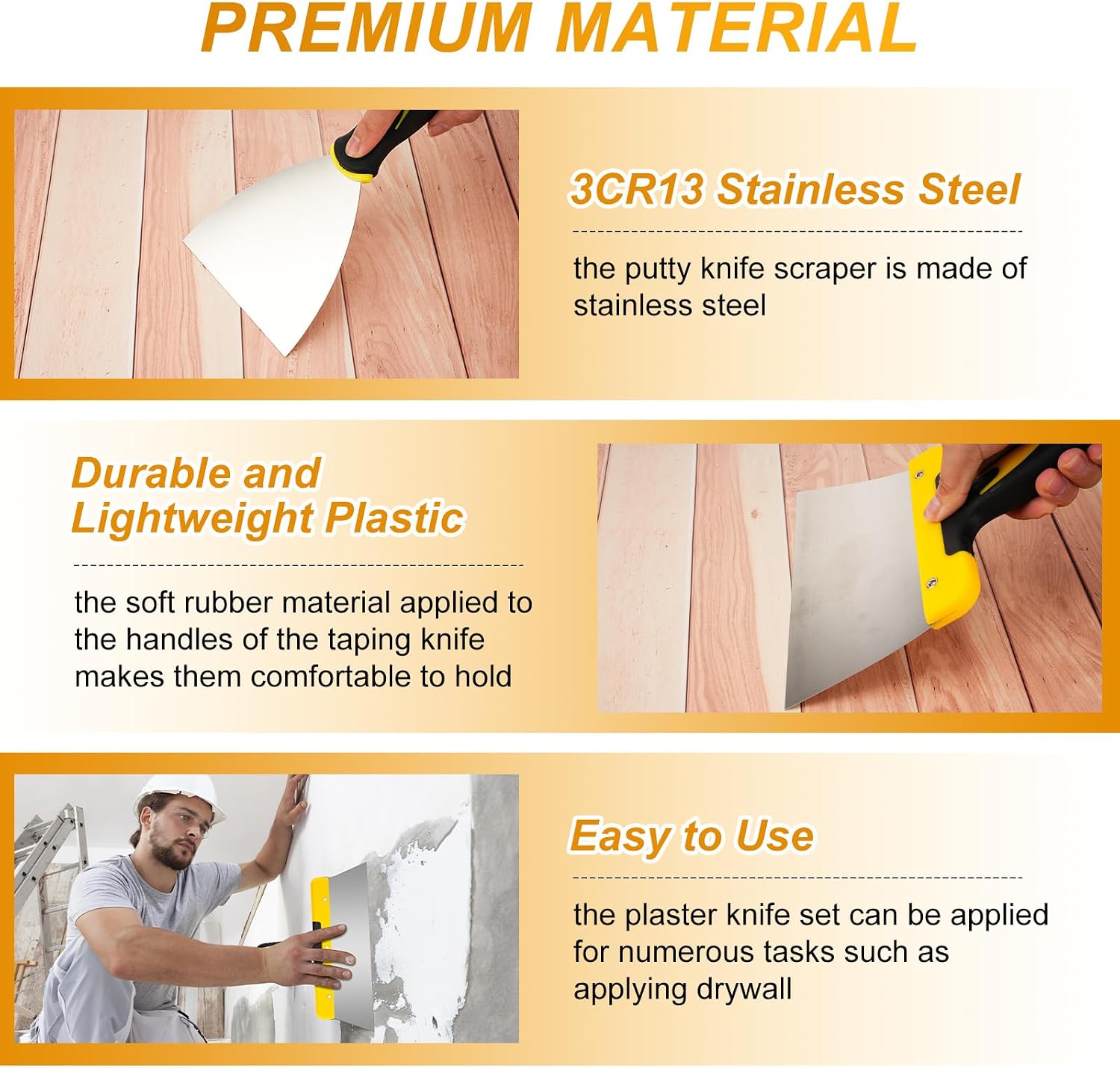 9 Pcs Drywall Knife and Drywall Corner Tool Set Includes Paint Scraper Knives Inside Outside Stainless Steel Corner