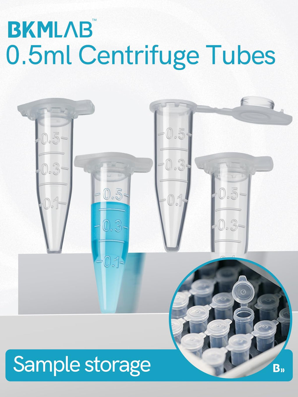 0.5ml Microcentrifuge Tubes 1000PCS, Max. RCF 13,000xg