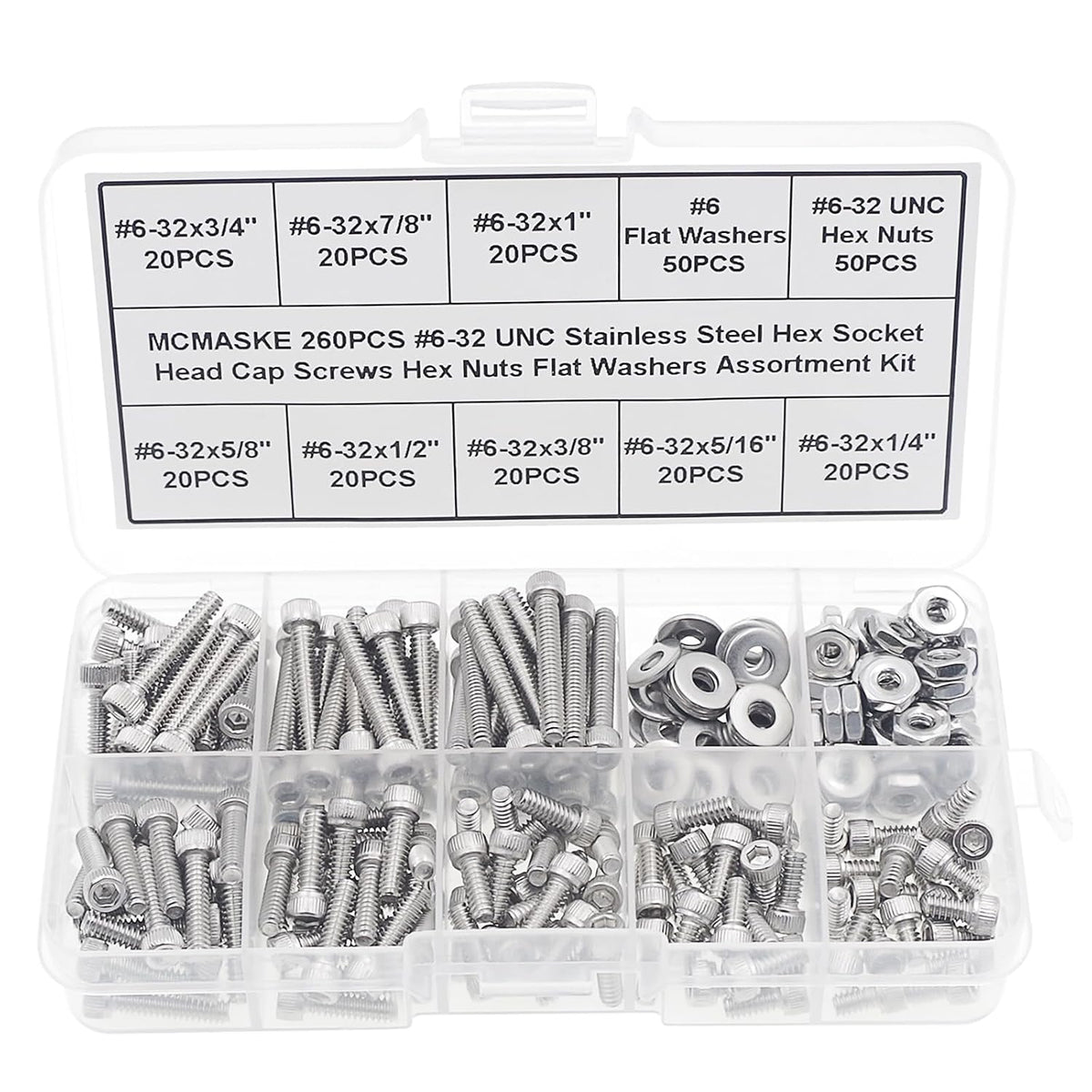 #6-32 UNC 304 SS Knurled Socket Head Cap Screws Nuts & Washers Kit