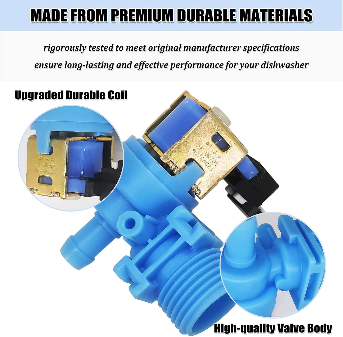 WPW10327249 Dishwasher Water Inlet Valve Replacement for Whirlpool, Kenmore, KitchenAid, Maytag - Replaces W10316814, W11130743, AP6019618, EAP11752927, PS11752927