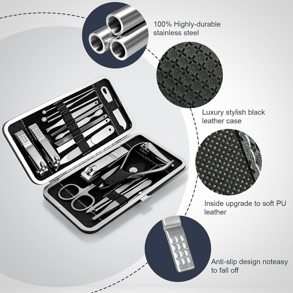Professional Nail Clippers for Women，Travel Manicure Kit for Men，Nail Clipper Set Care Kit for Beginners with Everything