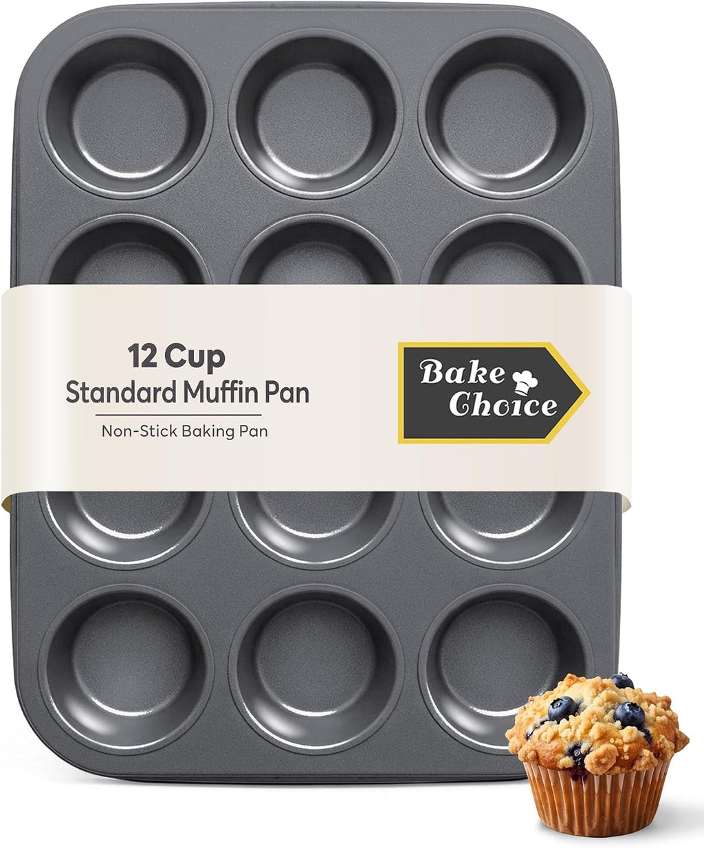 Muffin Pan for Baking, Standard Cupcake Pan, Nonstick 12 Cup
