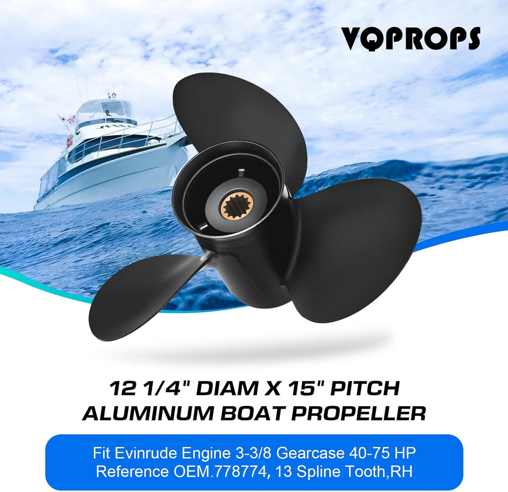 12 1/4x15 Propeller for Johnson Evinrude 40-75HP, 13-Spline RH