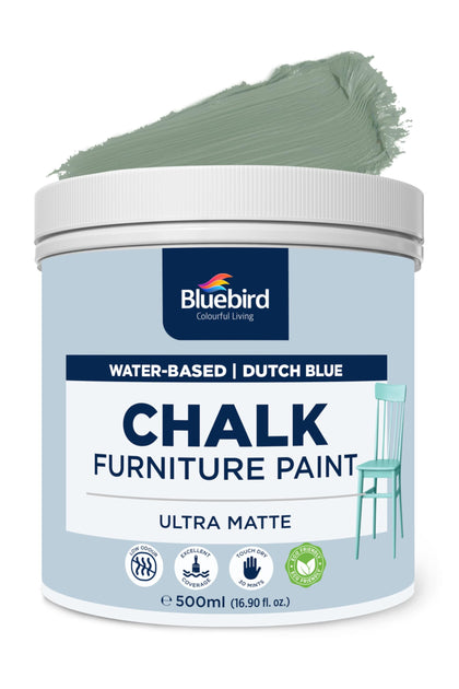Chalk Furniture Paint - 500 ML / 16.9 fl oz for Furniture, Home Décor, Cabinets, and More (Dutch Blue)