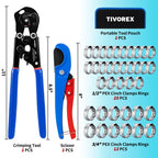 Tivorex PEX Crimping Tool Kit, Ratchet Pex Clamp Tool with Cinch & Removal