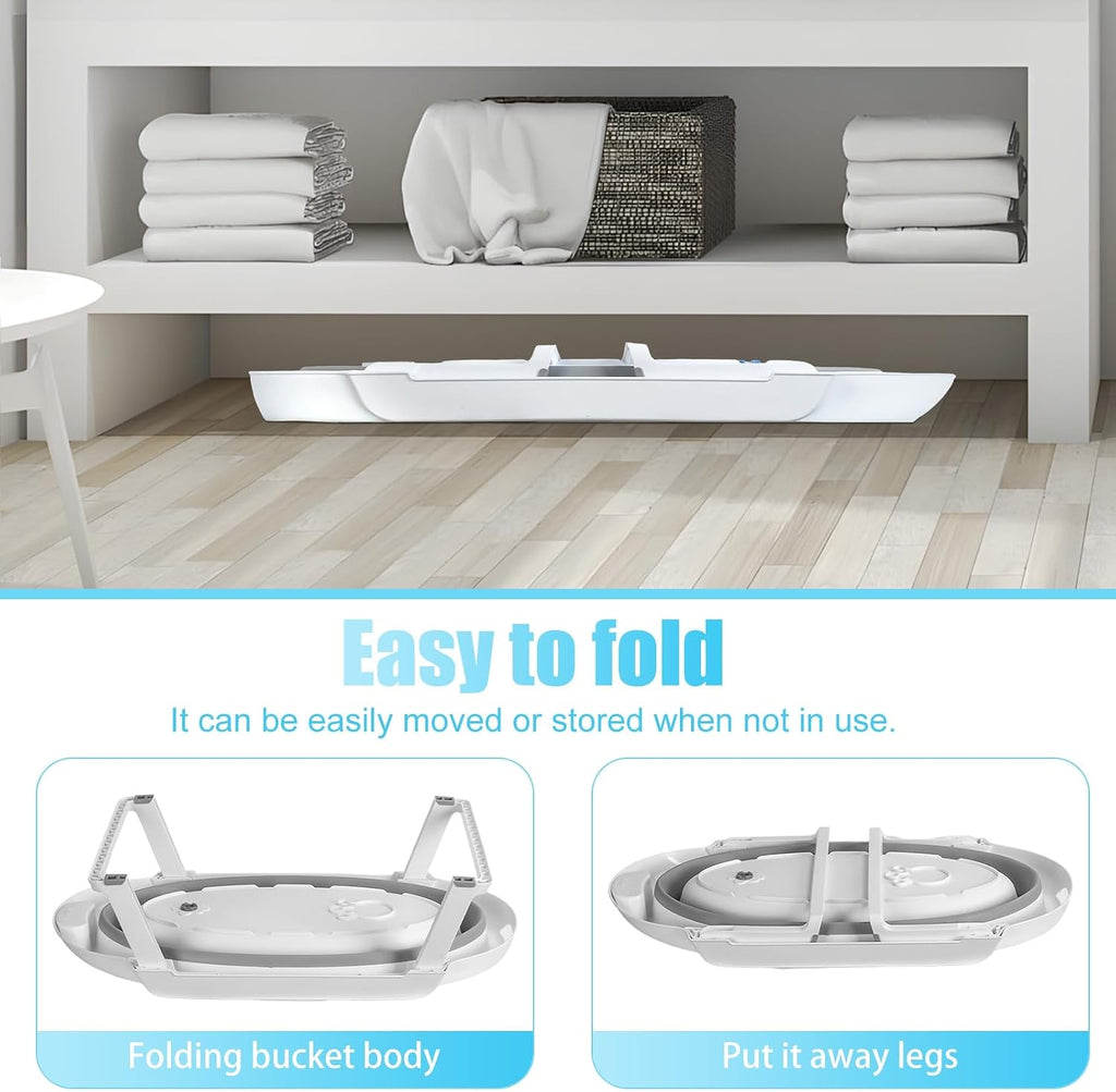 2 in 1 Dog Bathtub Dog Washing Station, Collapsible Elevated Pet Bath Tub for Dogs Cats Bathing and Grooming