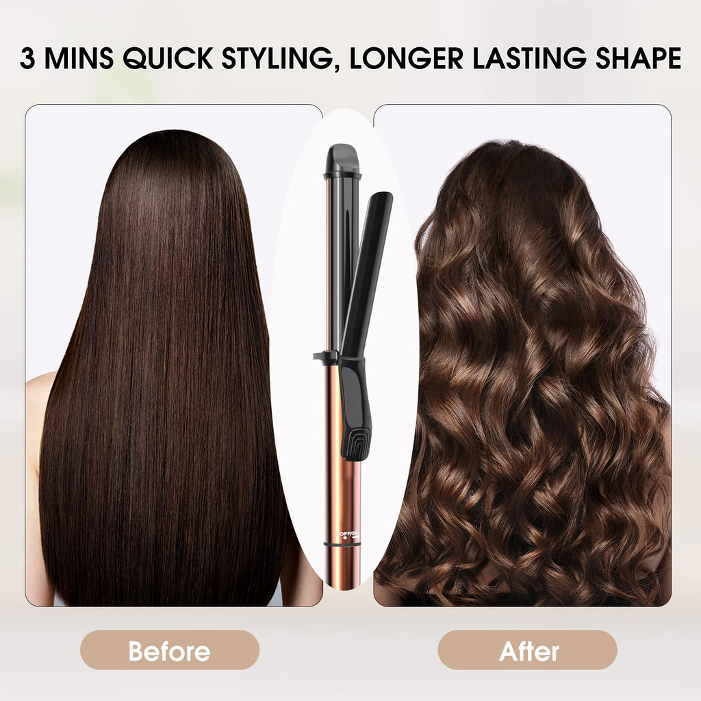 1 Curling Iron, 60s Heat up, 6 Temperature Settings, Gold