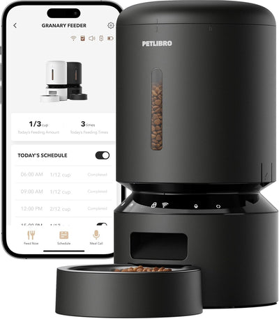 Automatic Cat Feeder, 5G WiFi Automatic Dog Food Dispenser with Freshness Preservation, 5L Timed Pet Feeder with Low