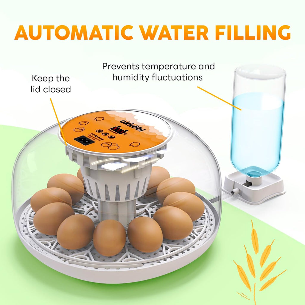 M12 Egg Incubator with Automatic Turning and Humidity Control, 12-24 Eggs