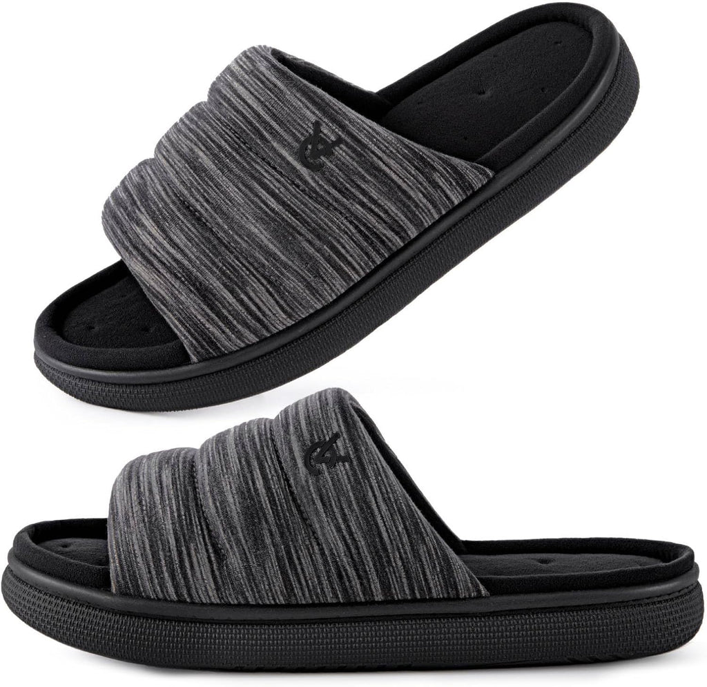 Mens Open-Toe Slippers Memory Foam Indoor Outdoor House Shoes