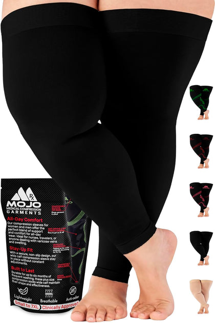 20-30mmHg Graduated Support Thigh-Hi Leg Sleeves with Grip Top - Reduces Swelling, Ideal for Varicose Veins