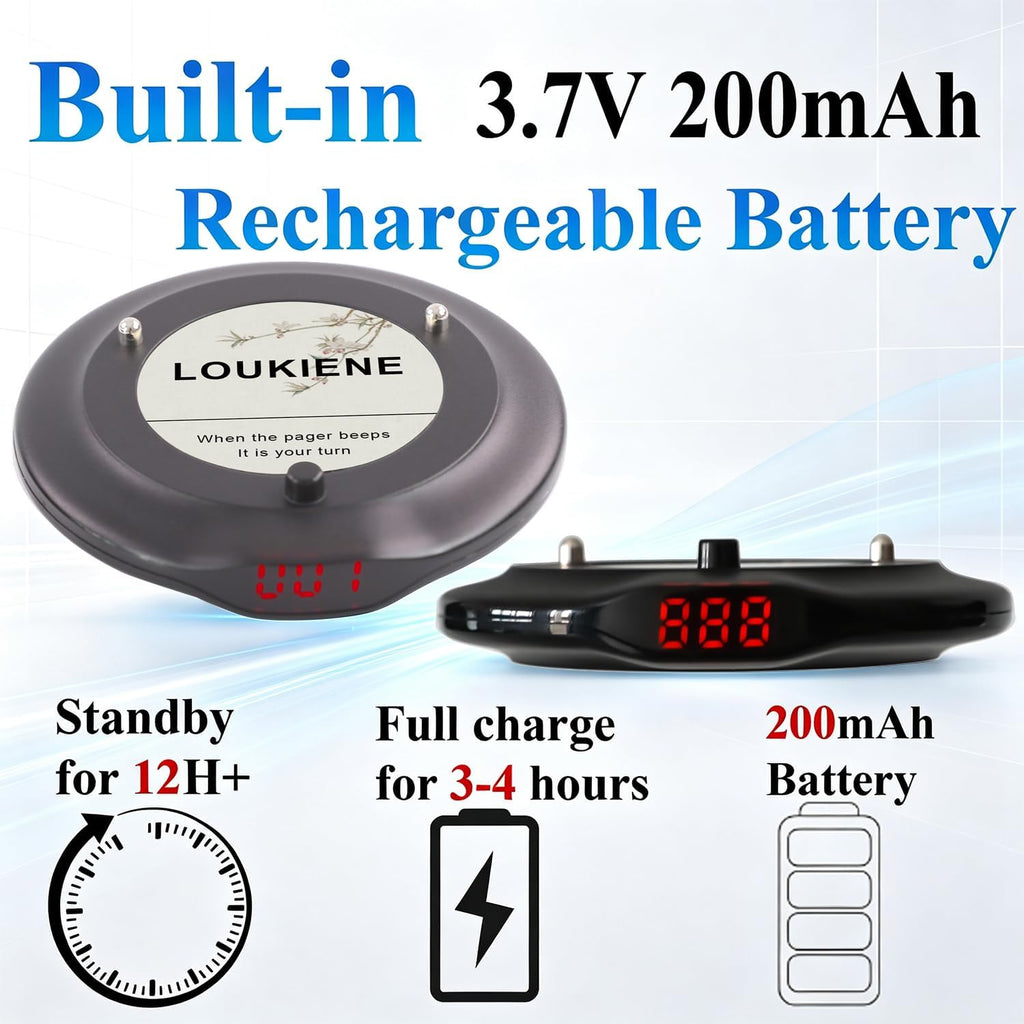 Restaurant Pager System, 20 Pagers Wireless Food Ready Buzzer