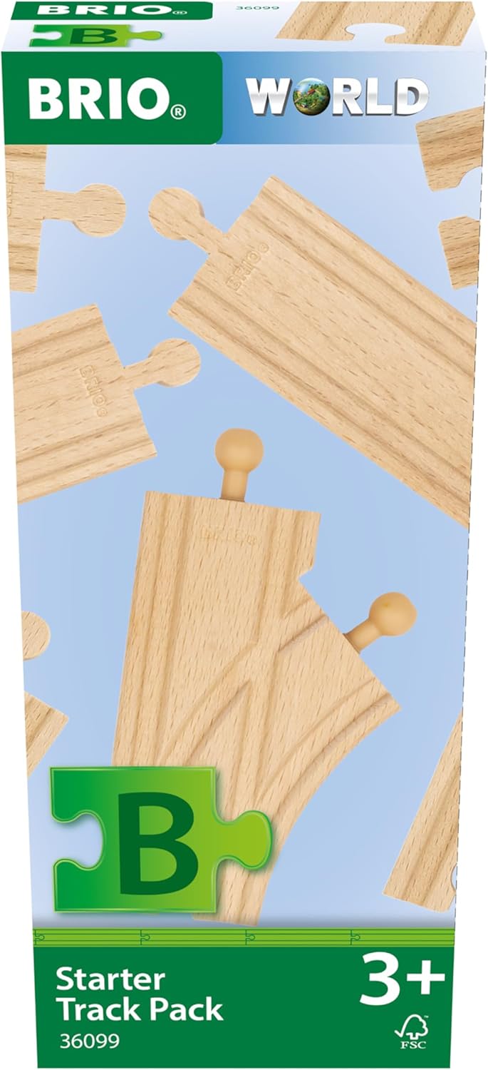 World – 36099 Starter Track Pack | 12-Piece Wooden Train Track Set for Kids Aged 3 Years Up